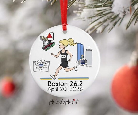 2026 Boston 26.2 Marathon Ornament, Custom Female Runner, Personalized Runner Gift, Commemorative Finisher Souvenir