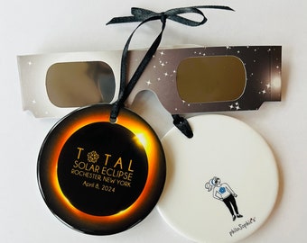 Eclipse Ornament, Total Solar Eclipse 2024, Path of Totality, Christmas Ornament, Rochester New York