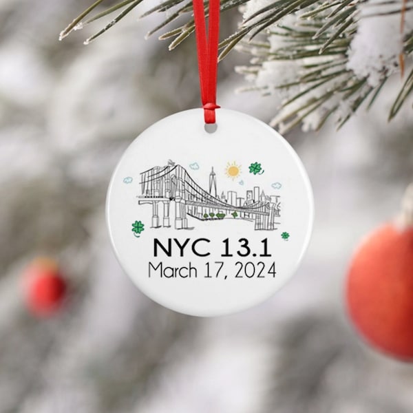 2024, NYC 13.1, Half Marathon, Congratulations, Ornament, Christmas, Runner, Gift, New York, Brooklyn Bridge, Runner, Running, Race