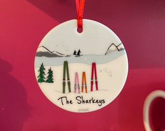Ski Family, Growing Family, Personalized Christmas Ornament, Ski Trip, Custom Christmas, Decorations, Christmas Tree Decorations, Ski Couple