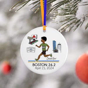 2025 Boston 26.2 Marathon Ornament, Custom Female Runner, Personalized Runner Gift, Commemorative Finisher Souvenir