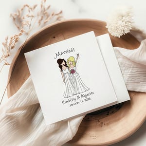 Mrs and Mrs  Wedding Napkins - Lesbian Wedding Napkins - Two Brides - Queer Couple Wedding Napkins - LGBTQ2+IA Napkins, Wedding Couple