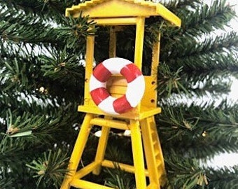Lifeguard Tower Station with Lifesaver Ornament