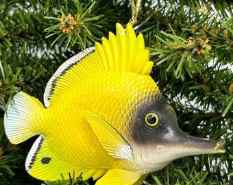 Yellow Longnose Butterfly Fish / Reef Fish Ornament