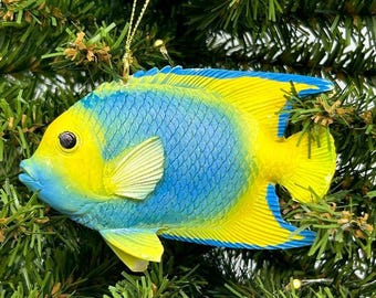 Blue and Yellow Angel Fish / Reef Fish Ornament