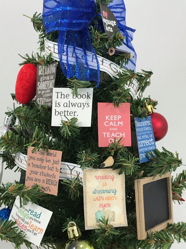 School Language Arts Teacher Themed 18 Christmas Tree Etsy