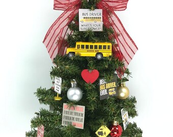 School Bus Driver Themed 18" Christmas Tree