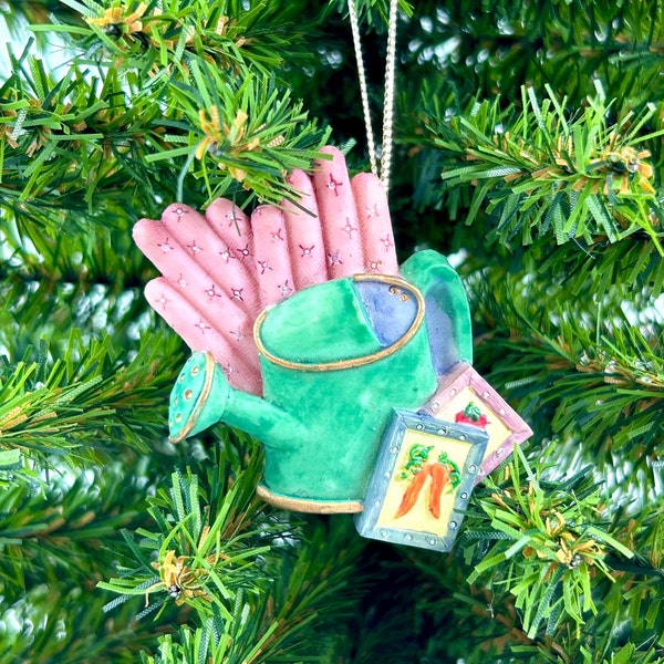 Gardener's Gloves, Watering Can, and Seeds Ornament