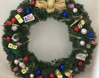 Puerto Rico Themed Christmas Wreath