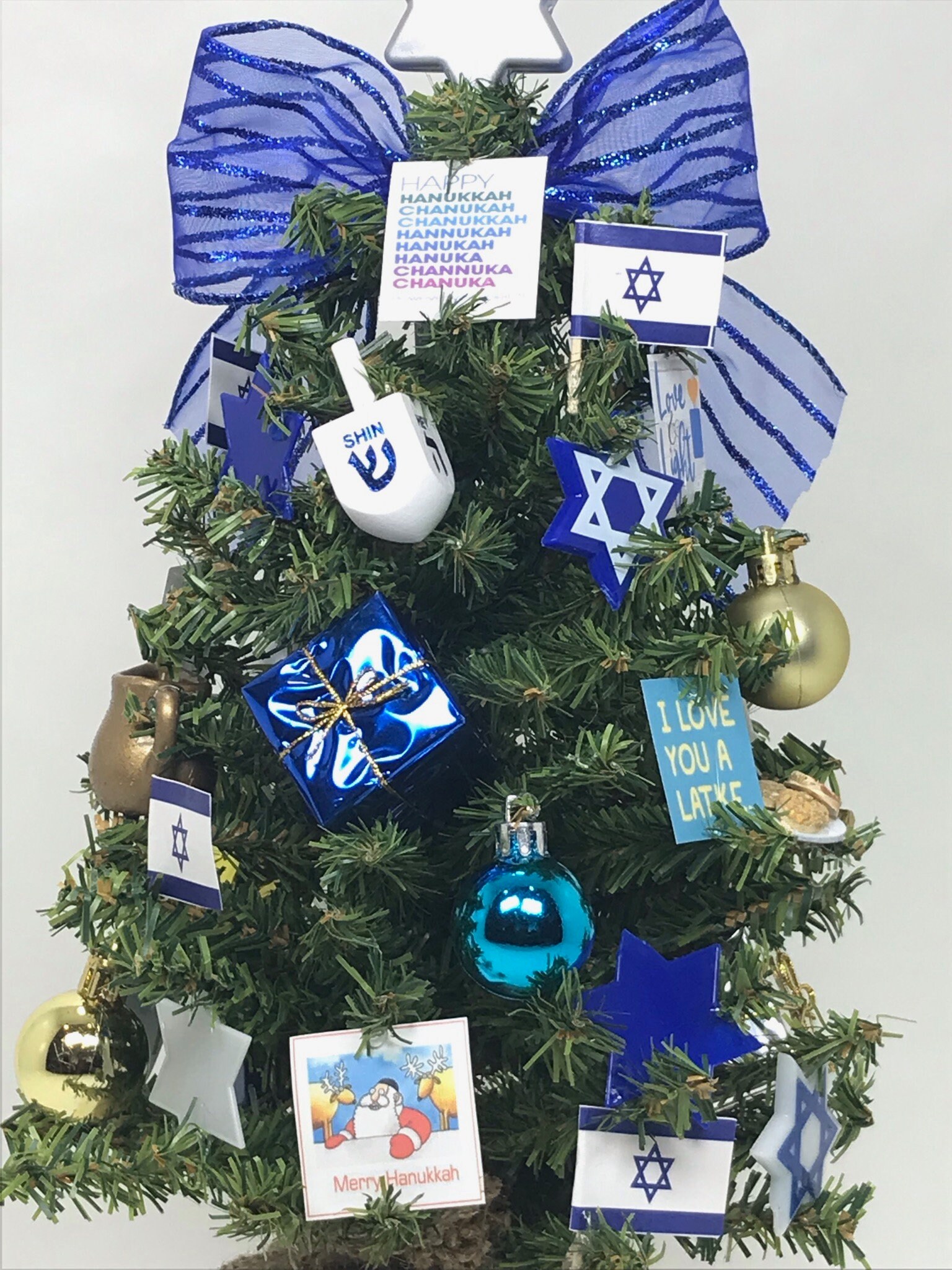 Priced per tree and Free Shipping! READY TO SHIP Hanukkah Inspired Holiday Tree Centerpiece