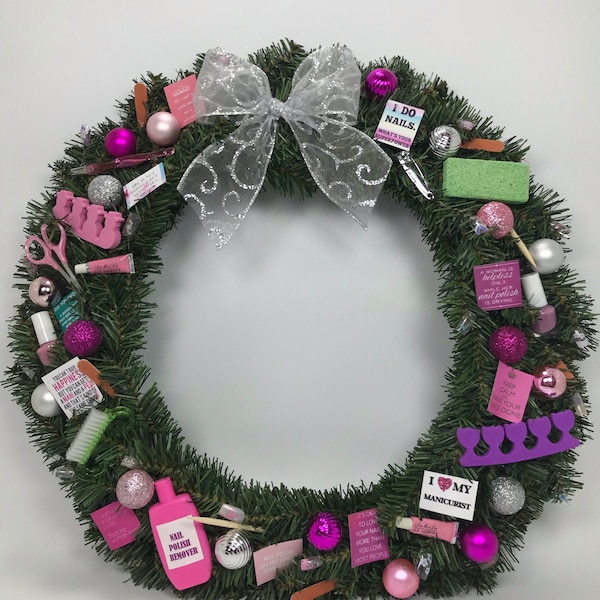 Nail Salon / Manicurist Themed Christmas Wreath