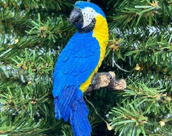 Colorful Tropical Amazon Macaw Parrot Ornament (red or blue)