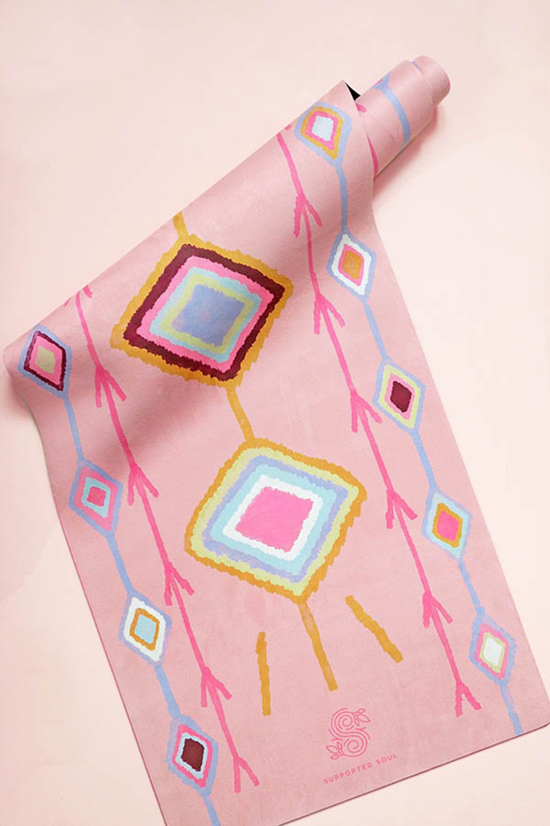 Pink Machine Washable Yoga Mat Baba Souk X Supported Soul Etsy