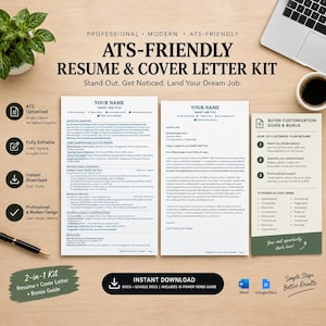 ATS-Friendly Resume & Cover Letter Bundle (Word, Google Docs) + Action Verbs Guide