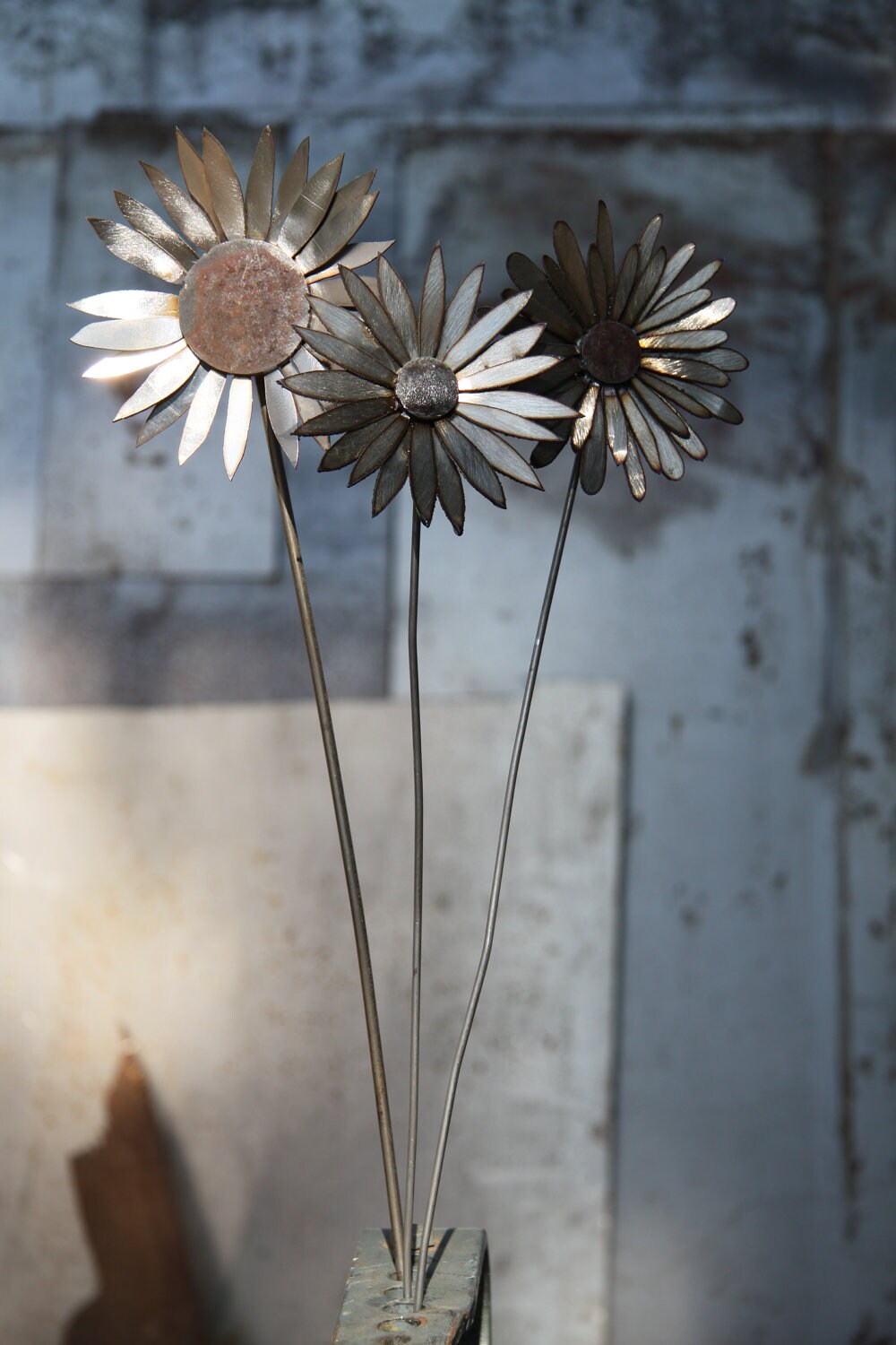 3 Metal Art Garden Flowers Etsy