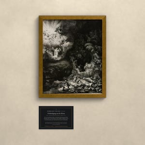 Verkündigung an die Hirten - Rembrandt van Rijn | Gerahmter Kunstdruck 25x30 cm ohne Passepartout, Gold oder Schwarz, Premium-Glas