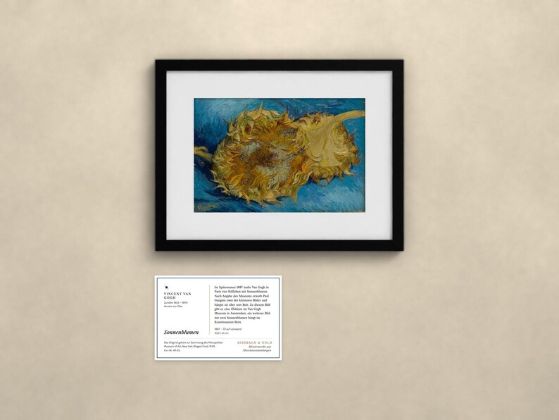 Sonnenblumen 1887 - Vincent van Gogh | Gerahmter Kunstdruck 20x25 cm mit Passepartout, Gold oder Schwarz, Perspex oder Premium-Glas image 4