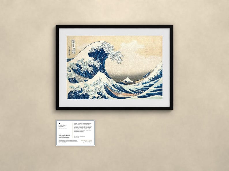 Die große Welle vor Kanagawa - Hokusai | Gerahmter Kunstdruck 30x40 cm mit Passepartout, Gold oder Schwarz, Perspex oder Premium-Glas Bild 4