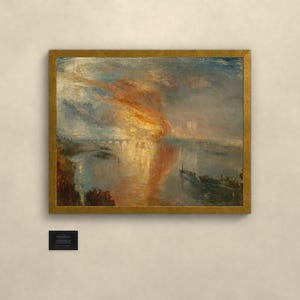 Der Brand des Parlaments (16. Oktober 1834) - J. M. W. Turner | Kunstdruck gerahmt 75x100 cm ohne Passepartout, Gold/Schwarz