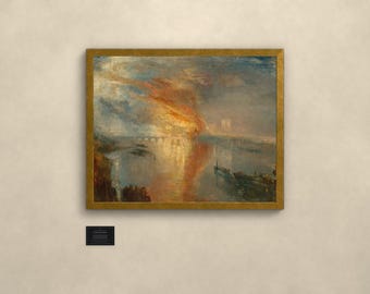 Der Brand des Parlaments (16. Oktober 1834) - J. M. W. Turner | Kunstdruck gerahmt 75x100 cm ohne Passepartout, Gold/Schwarz