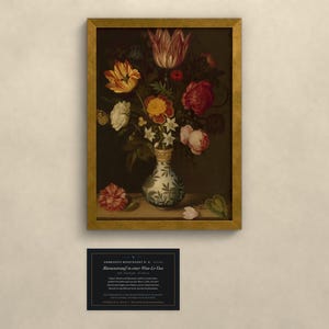 Blumenstrauß in einer Wan-Li-Vase - Ambrosius Bosschaert | Kunstdruck gerahmt 21x29,7 cm (A4) ohne Passepartout, Gold oder Schwarz, Perspex