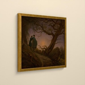 Zwei Männer in Betrachtung des Mondes - Caspar David Friedrich | Kunstdruck gerahmt 40x50 cm ohne Passepartout, Gold/Schwarz image 6