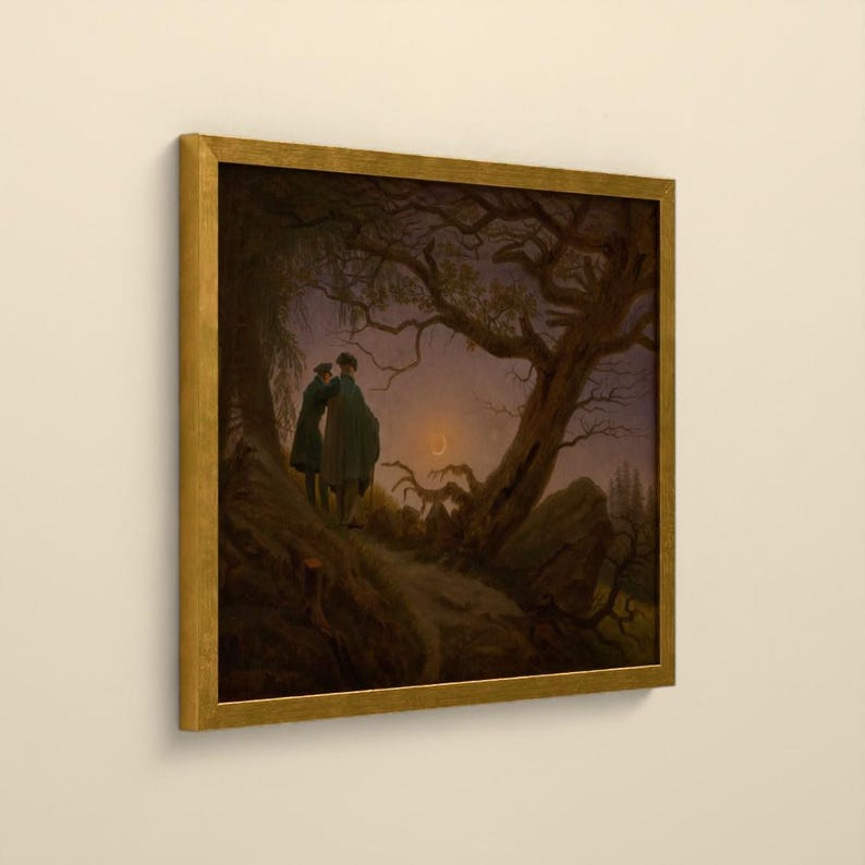 Zwei Männer in Betrachtung des Mondes - Caspar David Friedrich | Kunstdruck gerahmt 40x50 cm ohne Passepartout, Gold/Schwarz image 6