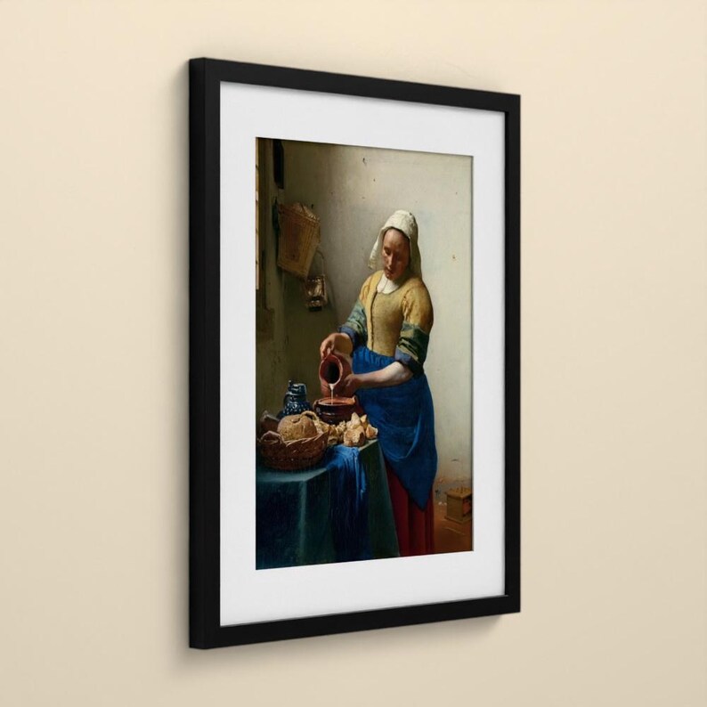 Das Milchmädchen - Johannes Vermeer | Gerahmter Kunstdruck 40x50 cm mit Passepartout, Gold oder Schwarz, Perspex oder Premium-Glas image 9