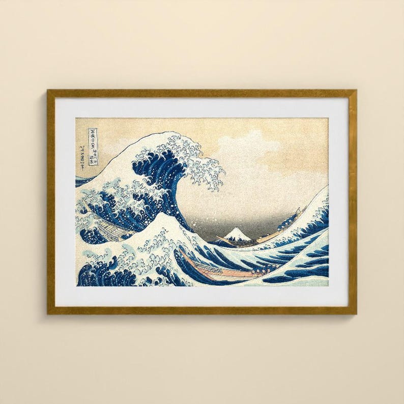 Die große Welle vor Kanagawa - Hokusai | Gerahmter Kunstdruck 30x40 cm mit Passepartout, Gold oder Schwarz, Perspex oder Premium-Glas Bild 5