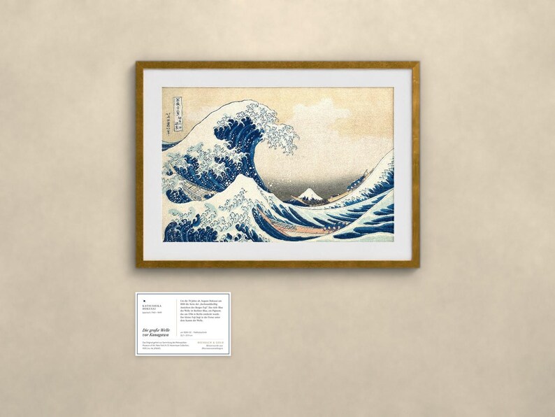 Die große Welle vor Kanagawa - Hokusai | Gerahmter Kunstdruck 30x40 cm mit Passepartout, Gold oder Schwarz, Perspex oder Premium-Glas Bild 2