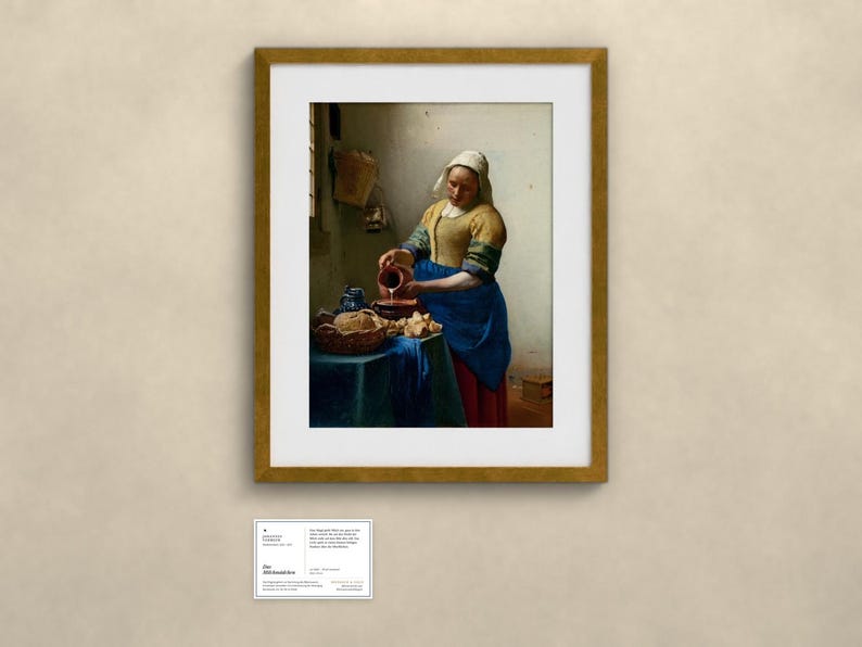 Das Milchmädchen - Johannes Vermeer | Gerahmter Kunstdruck 40x50 cm mit Passepartout, Gold oder Schwarz, Perspex oder Premium-Glas image 2