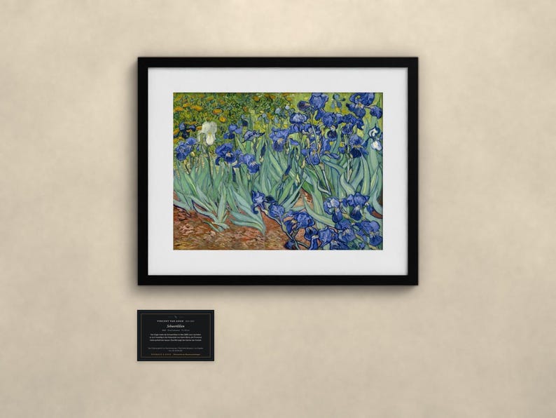 Schwertlilien - Vincent van Gogh | Gerahmter Kunstdruck 40x50 cm mit Passepartout, Gold oder Schwarz, Perspex oder Premium-Glas image 3