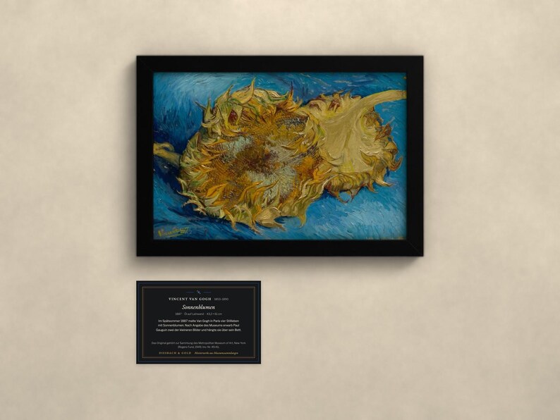 Sonnenblumen 1887 - Vincent van Gogh | Gerahmter Kunstdruck 20x30 cm ohne Passepartout, Gold oder Schwarz, Perspex oder Premium-Glas imagen 3