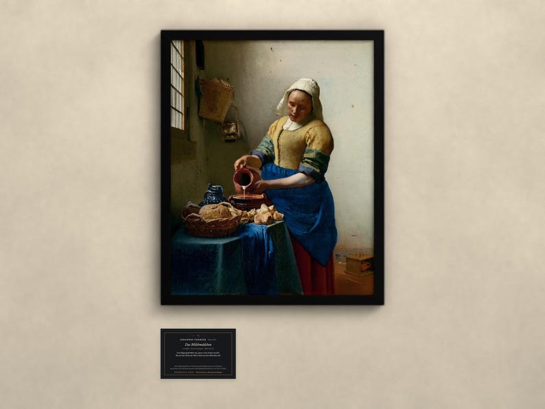 Das Milchmädchen - Johannes Vermeer | Gerahmter Kunstdruck 40x50 cm ohne Passepartout, Gold oder Schwarz, Perspex oder Premium-Glas image 3