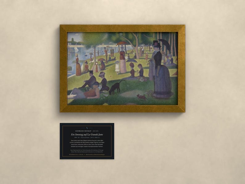 Ein Sonntag auf La Grande Jatte - Georges Seurat | Kunstdruck gerahmt 20x30 cm ohne Passepartout, Gold/Schwarz, Perspex oder Premium-Glas image 1