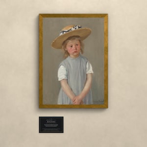 Kind mit Strohhut - Mary Cassatt | Gerahmter Kunstdruck 38x50 cm ohne Passepartout, Gold oder Schwarz, Perspex