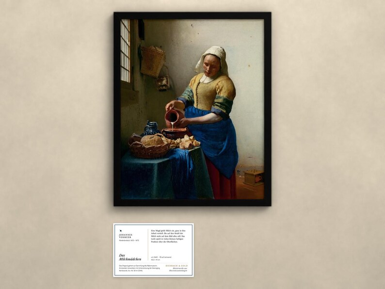 Das Milchmädchen - Johannes Vermeer | Gerahmter Kunstdruck 25x30 cm ohne Passepartout, Gold oder Schwarz, Premium-Glas image 4