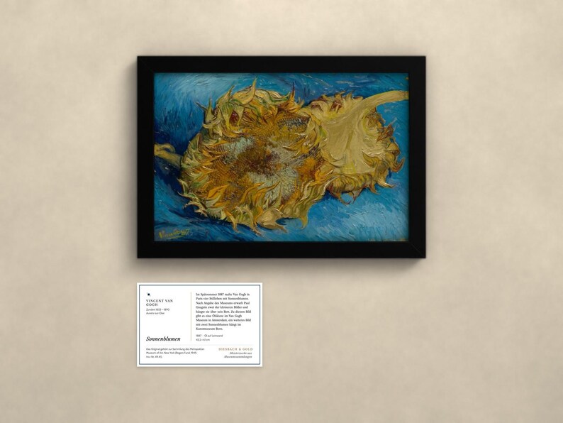 Sonnenblumen 1887 - Vincent van Gogh | Gerahmter Kunstdruck 20x30 cm ohne Passepartout, Gold oder Schwarz, Perspex oder Premium-Glas imagen 4