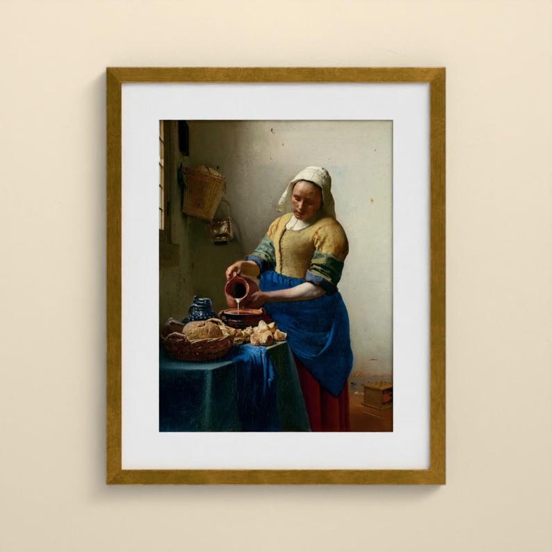 Das Milchmädchen - Johannes Vermeer | Gerahmter Kunstdruck 40x50 cm mit Passepartout, Gold oder Schwarz, Perspex oder Premium-Glas image 5