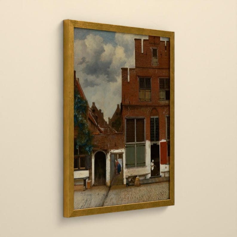 Das Sträßchen - Johannes Vermeer | Gerahmter Kunstdruck 60x76 cm ohne Passepartout, Gold oder Schwarz, Perspex image 6