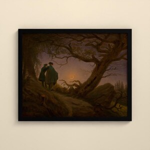 Zwei Männer in Betrachtung des Mondes - Caspar David Friedrich | Kunstdruck gerahmt 40x50 cm ohne Passepartout, Gold/Schwarz image 8