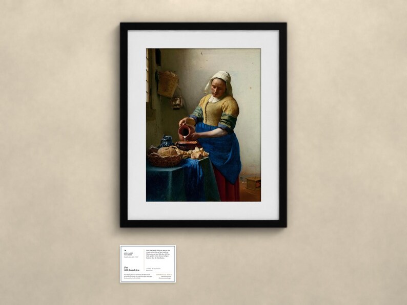 Das Milchmädchen - Johannes Vermeer | Gerahmter Kunstdruck 40x50 cm mit Passepartout, Gold oder Schwarz, Perspex oder Premium-Glas image 4
