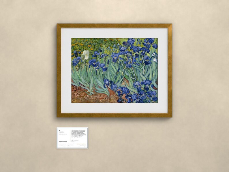 Schwertlilien - Vincent van Gogh | Gerahmter Kunstdruck 40x50 cm mit Passepartout, Gold oder Schwarz, Perspex oder Premium-Glas image 2