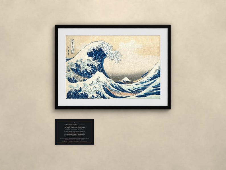 Die große Welle vor Kanagawa - Hokusai | Gerahmter Kunstdruck 30x40 cm mit Passepartout, Gold oder Schwarz, Perspex oder Premium-Glas Bild 3