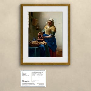 Das Milchmädchen - Johannes Vermeer | Gerahmter Kunstdruck 25x30 cm mit Passepartout, Gold oder Schwarz, Premium-Glas image 2