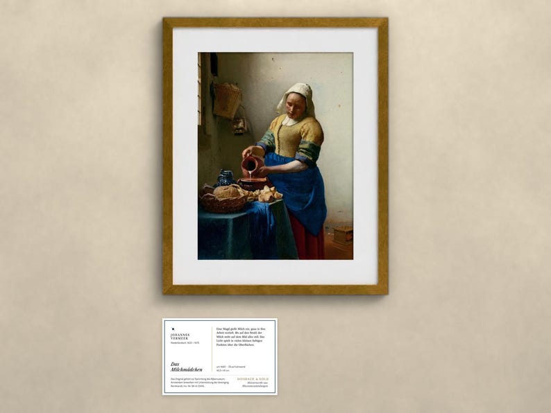 Das Milchmädchen - Johannes Vermeer | Gerahmter Kunstdruck 25x30 cm mit Passepartout, Gold oder Schwarz, Premium-Glas image 2