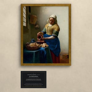 Das Milchmädchen - Johannes Vermeer | Gerahmter Kunstdruck 25x30 cm ohne Passepartout, Gold oder Schwarz, Premium-Glas image 1