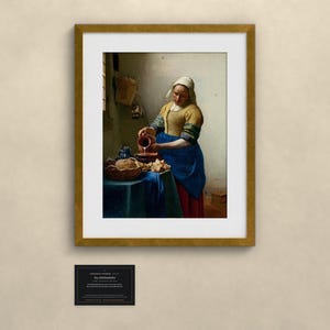 Das Milchmädchen - Johannes Vermeer | Gerahmter Kunstdruck 40x50 cm mit Passepartout, Gold oder Schwarz, Perspex oder Premium-Glas image 1
