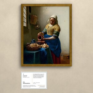 Das Milchmädchen - Johannes Vermeer | Gerahmter Kunstdruck 25x30 cm ohne Passepartout, Gold oder Schwarz, Premium-Glas image 2
