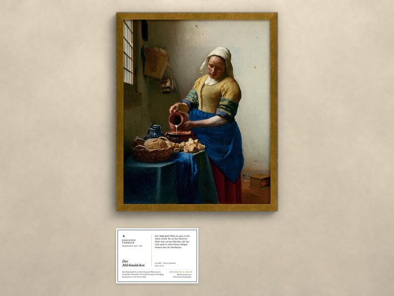 Das Milchmädchen - Johannes Vermeer | Gerahmter Kunstdruck 25x30 cm ohne Passepartout, Gold oder Schwarz, Premium-Glas image 2